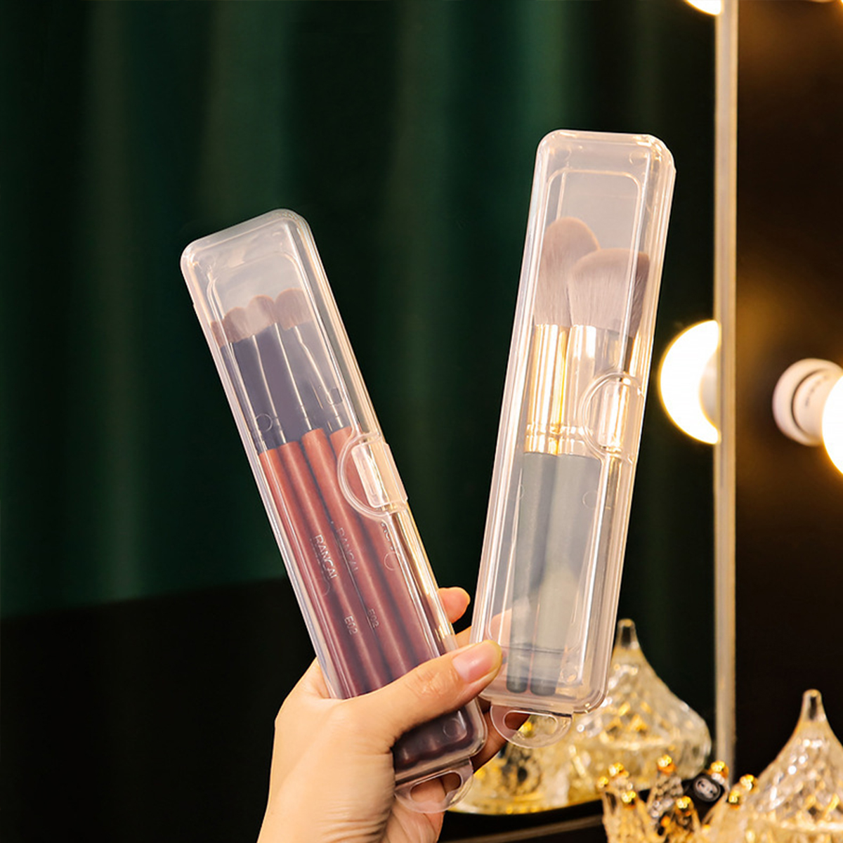 Transparent Flip-top Makeup Brush Storage Box | Inspire Uplift