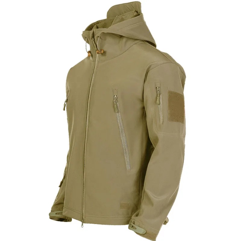 Tactical Mens Hooded Casual Military Outdoor Utility Jacket Sharkskin Soft-Shell Waterproof Combat Bomber Fashion Jacket