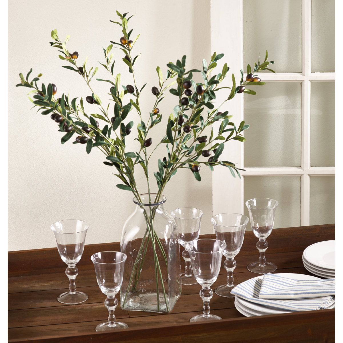 Leclair 32.5 Inch Artificial Olive Branches Set of 4 for Tall Vase Decor