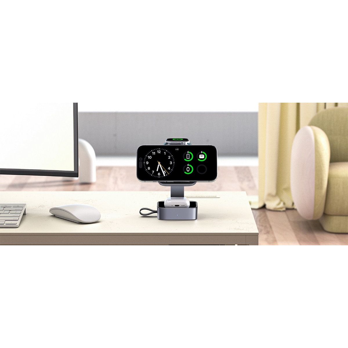Waloo 3-in-1 Wireless Charging Station for iPhone Apple Watch and AirPods