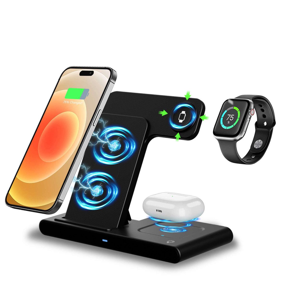 Foldable 3 in 1 Wireless Charger Station for iPhone Apple Watch and AirPods
