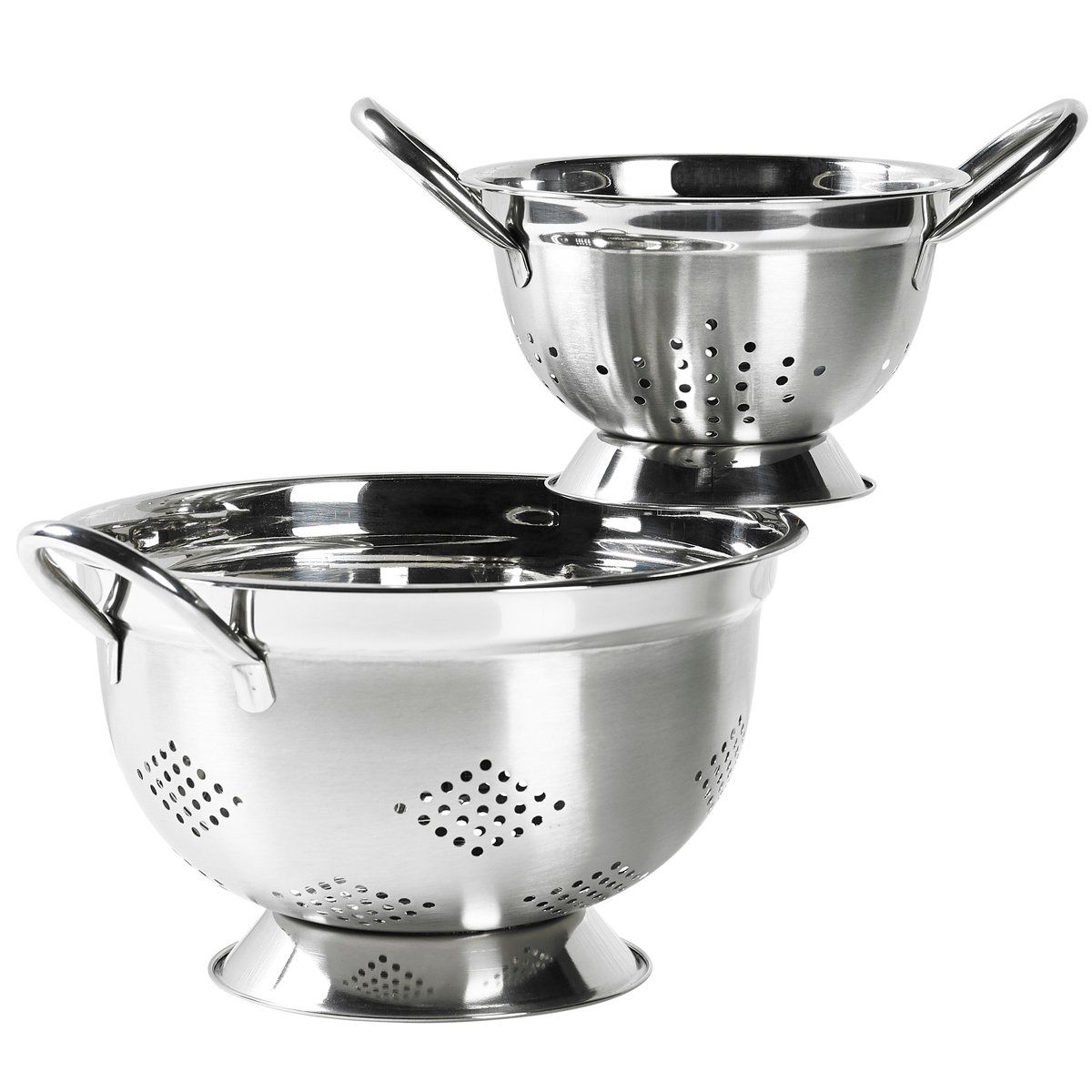 2 Piece Stainless Steel Colander Set with Handles for Pasta and Produce