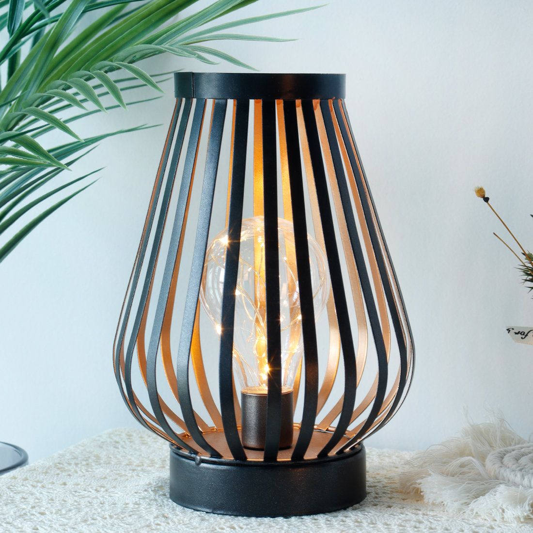 8 .7 Vintage Bronze Battery Powered Table Lamp Portable Outdoor Decorative Lighting & Cordless Bedside Accent