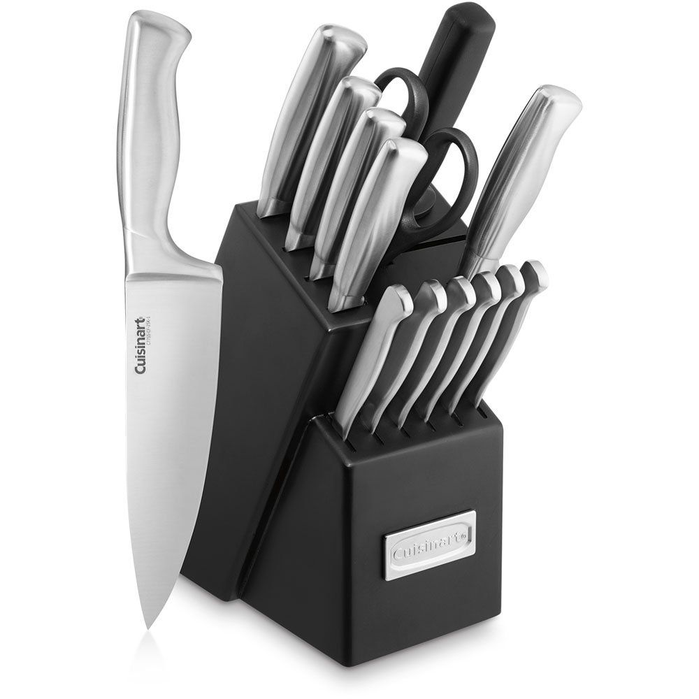 15 Piece Stainless Steel Knife Set with Storage Block Professional Kitchen Essentials for Precise Cutting