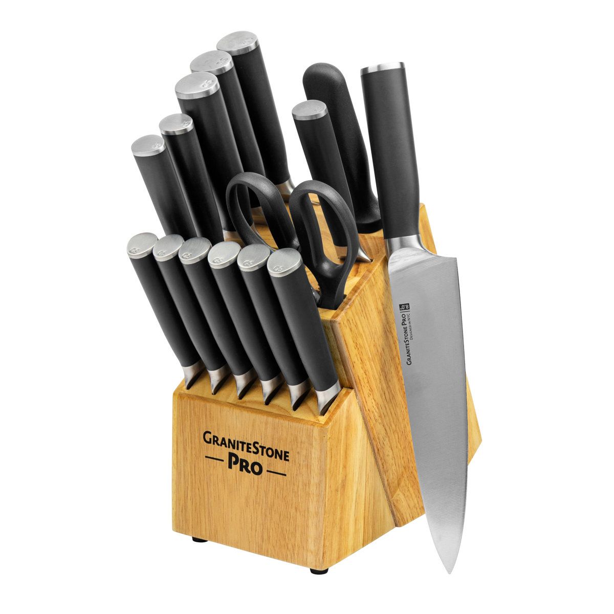 14-Piece Kitchen Knife Set with Wooden Block, Professional High Carbon Stainless Steel Cutle