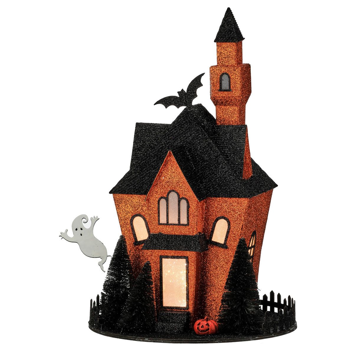 13.5" LED Cardboard Haunted House Lighted Halloween Tabletop Centerpiece & Spooky Indoor Decor