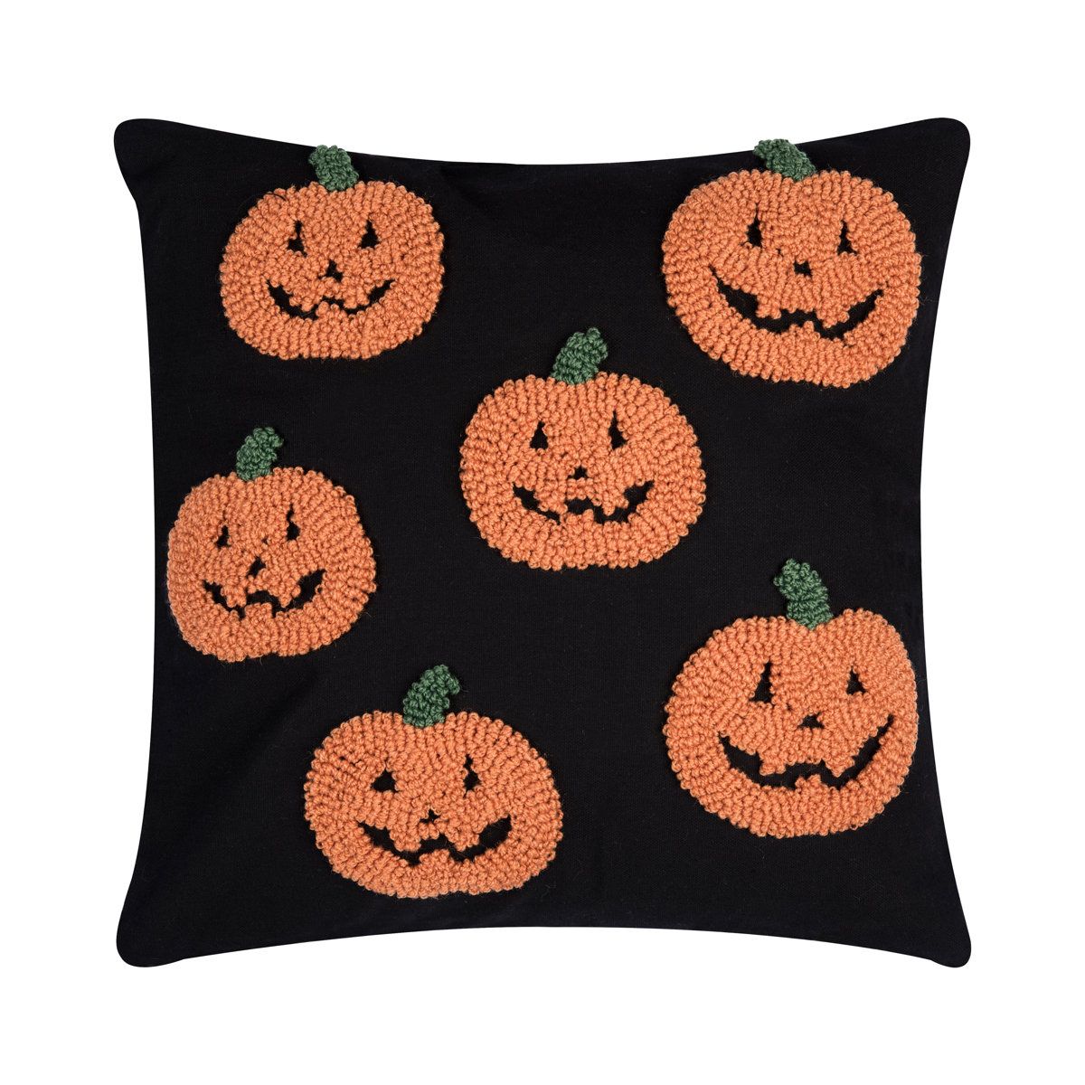 Pumpkin Party Hooked Throw Pillow Festive Halloween Decorative Pillow for Cozy Fall Home Decor