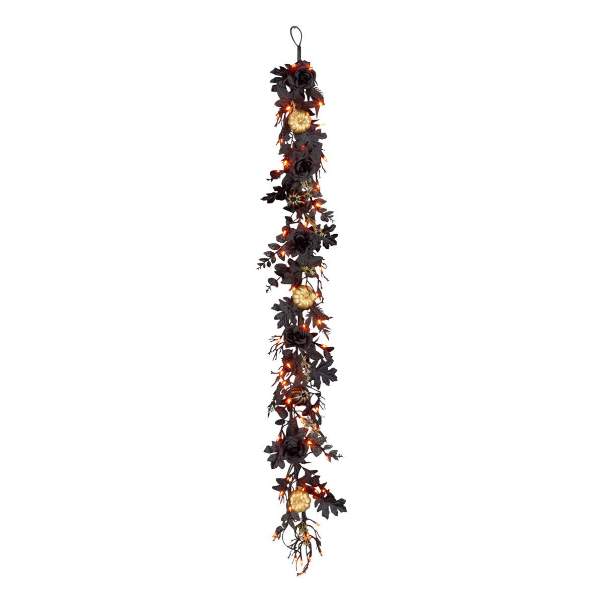 72 inch Pre lit Halloween Garland with LED Lights – Battery Operated Fall Mantel Decor