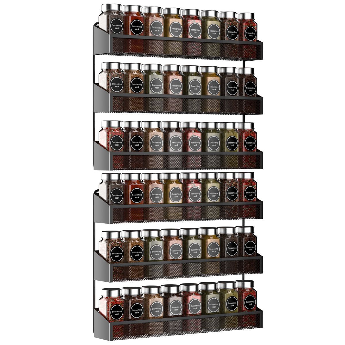 2 Pack Wall Mounted Spice Rack Metal Countertop Kitchen Organizer