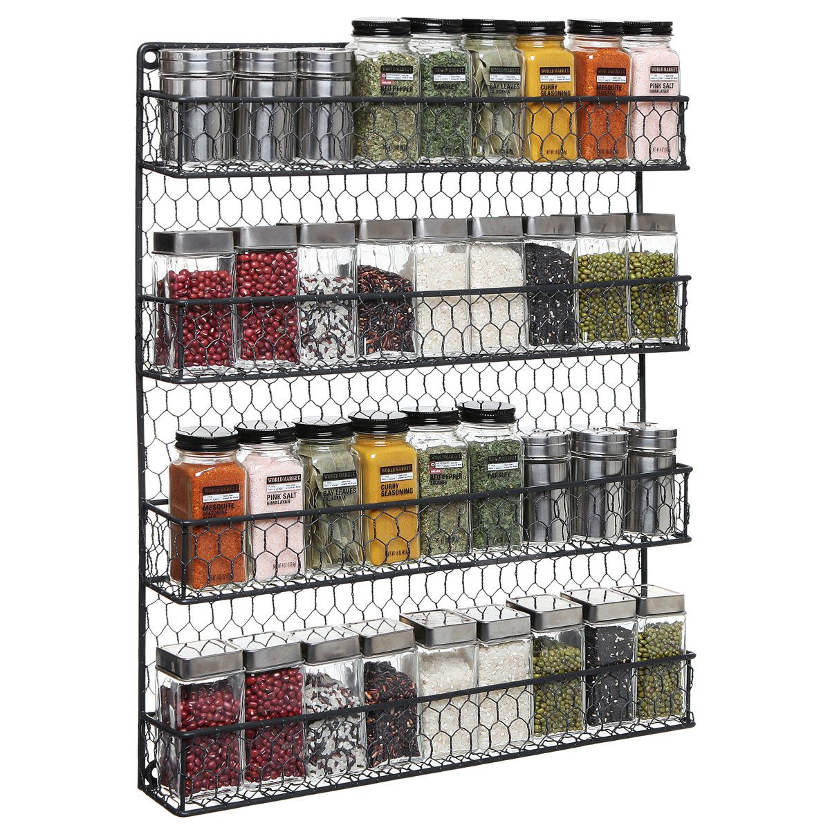 4 Tier Wall Mounted Spice Rack Metal Kitchen Storage Organizer