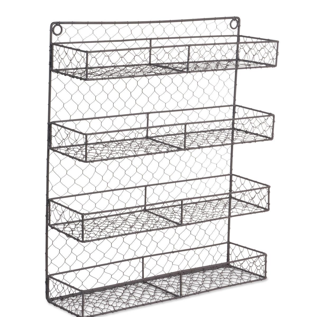 Rustic Wall Mounted Spice Rack 36 Jar Metal Kitchen Pantry Organizer