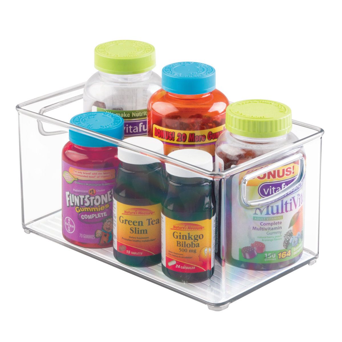 Clear Fridge Organizer Bin with Handles Pantry Storage Container 10 x 6 x 5 Inch