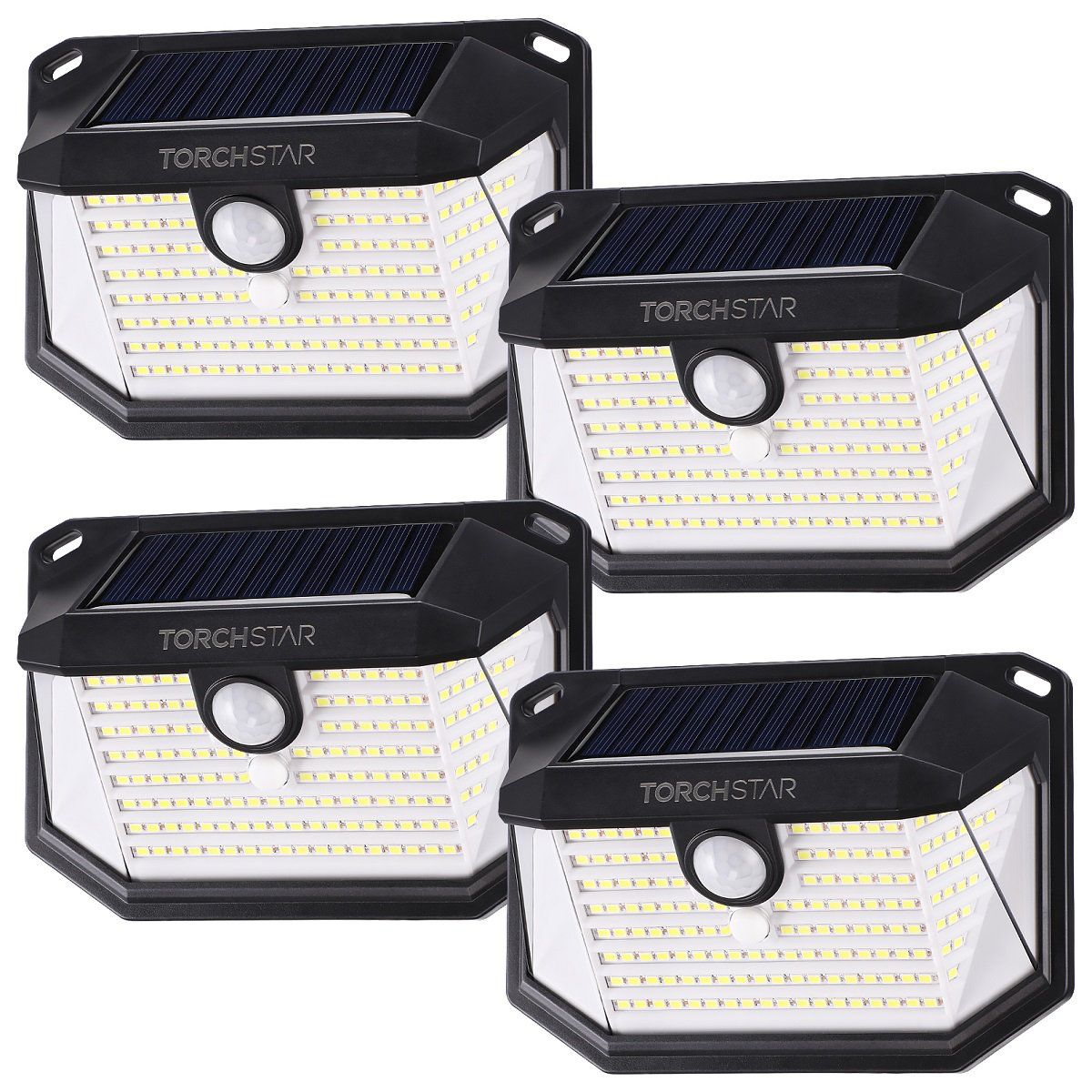Solar Motion Sensor Outdoor Wall Lights IP65 Waterproof Security Lights Set of 4