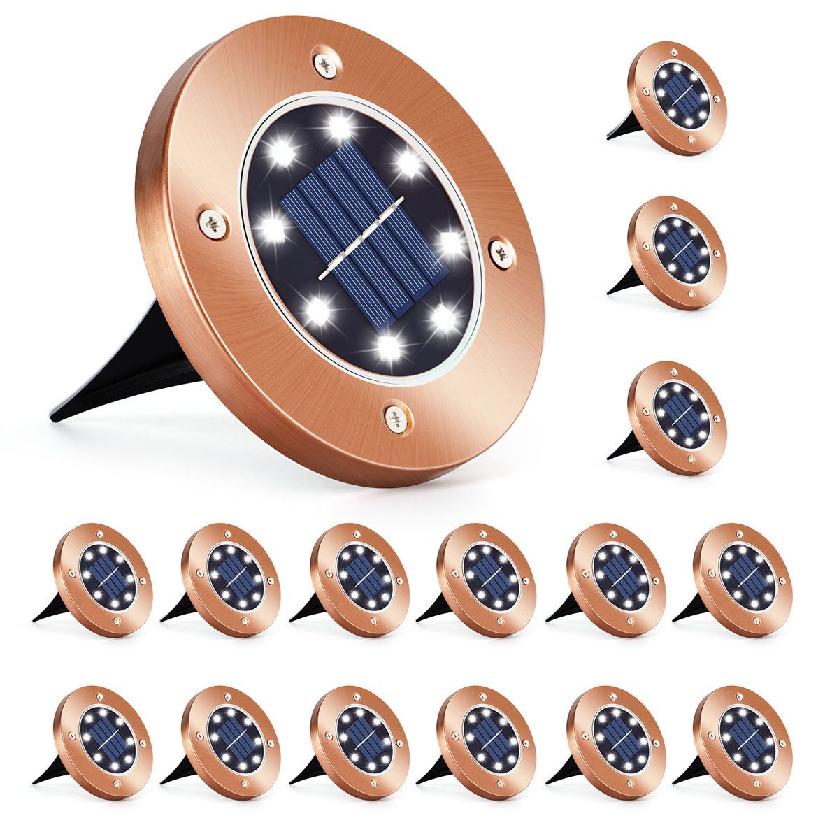 16 Pack Solar Pathway Lights 8 LED Waterproof Solar Ground Lights