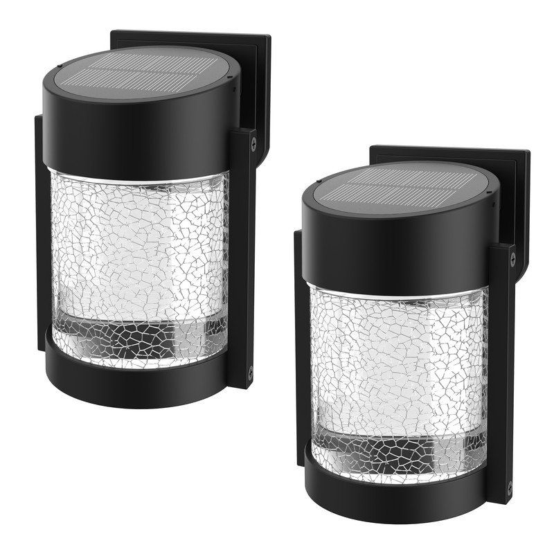 2 Pack Solar Wall Lantern Lights Dusk to Dawn Outdoor Wall Sconces