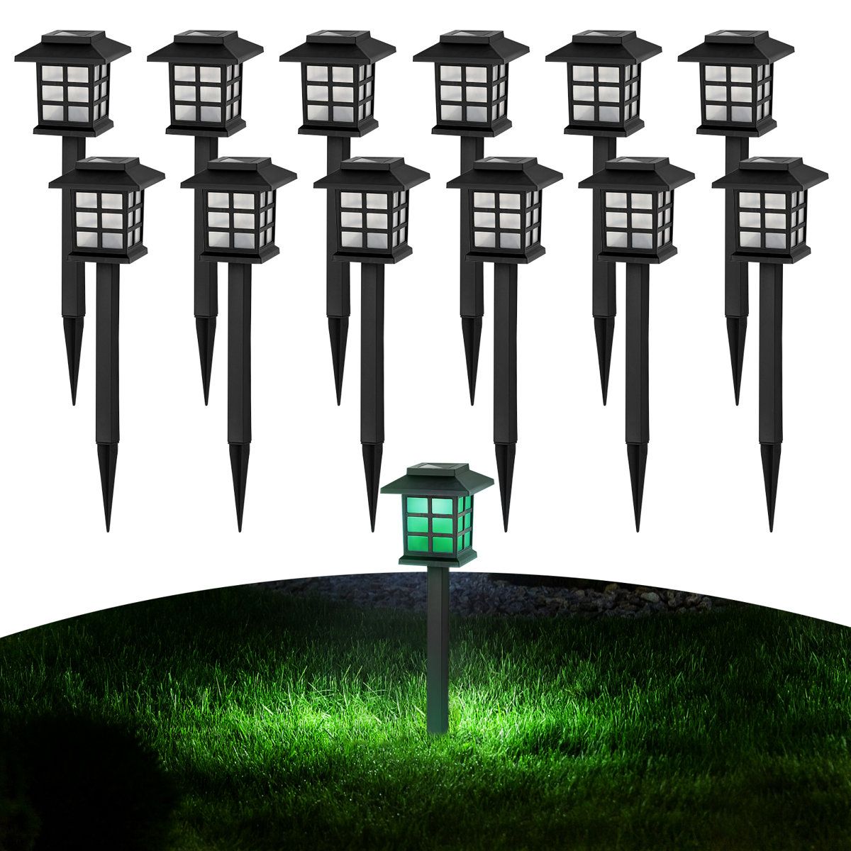 Color Changing Solar Pathway Lights 16 Pack Waterproof Outdoor Garden Stake Lights