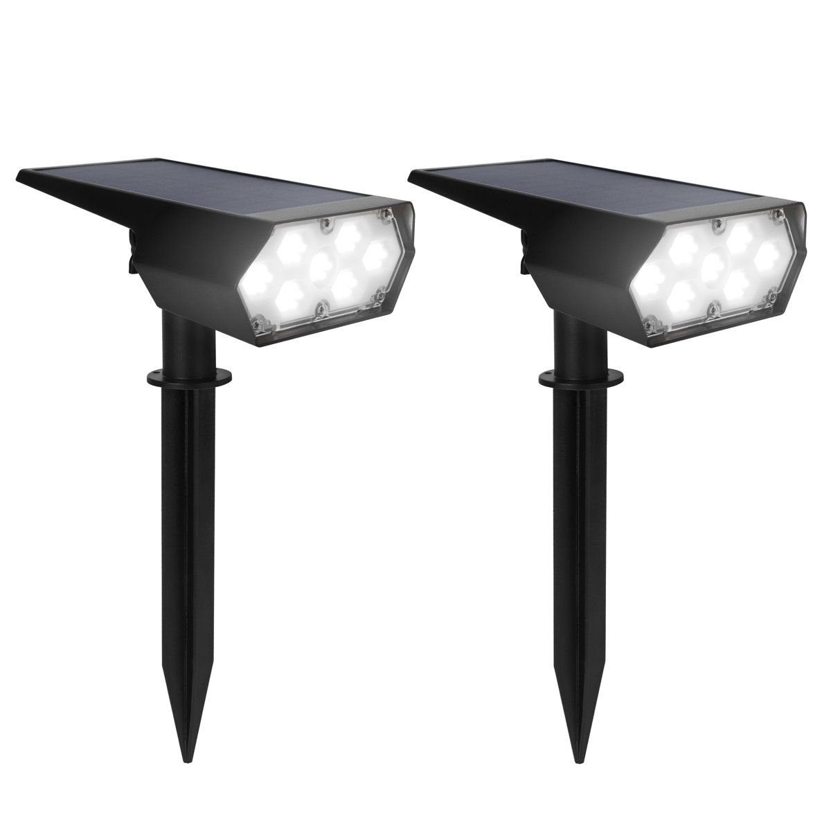 Solar Powered LED Spotlights Outdoor Waterproof Landscape Lights Set of 2