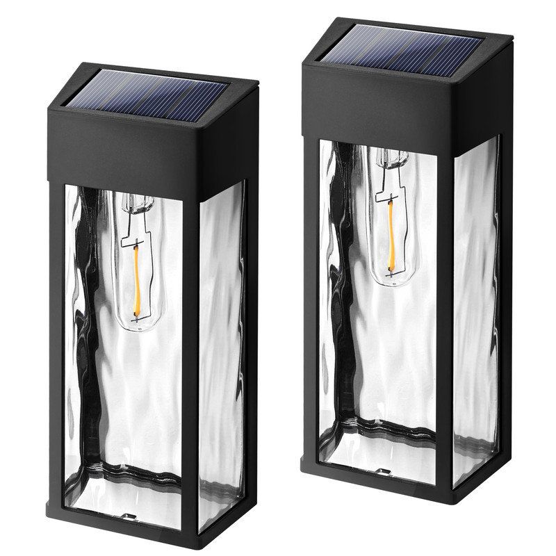 Solar Outdoor Wall Light Dusk to Dawn Weather Resistant LED Sconce 2 Pack