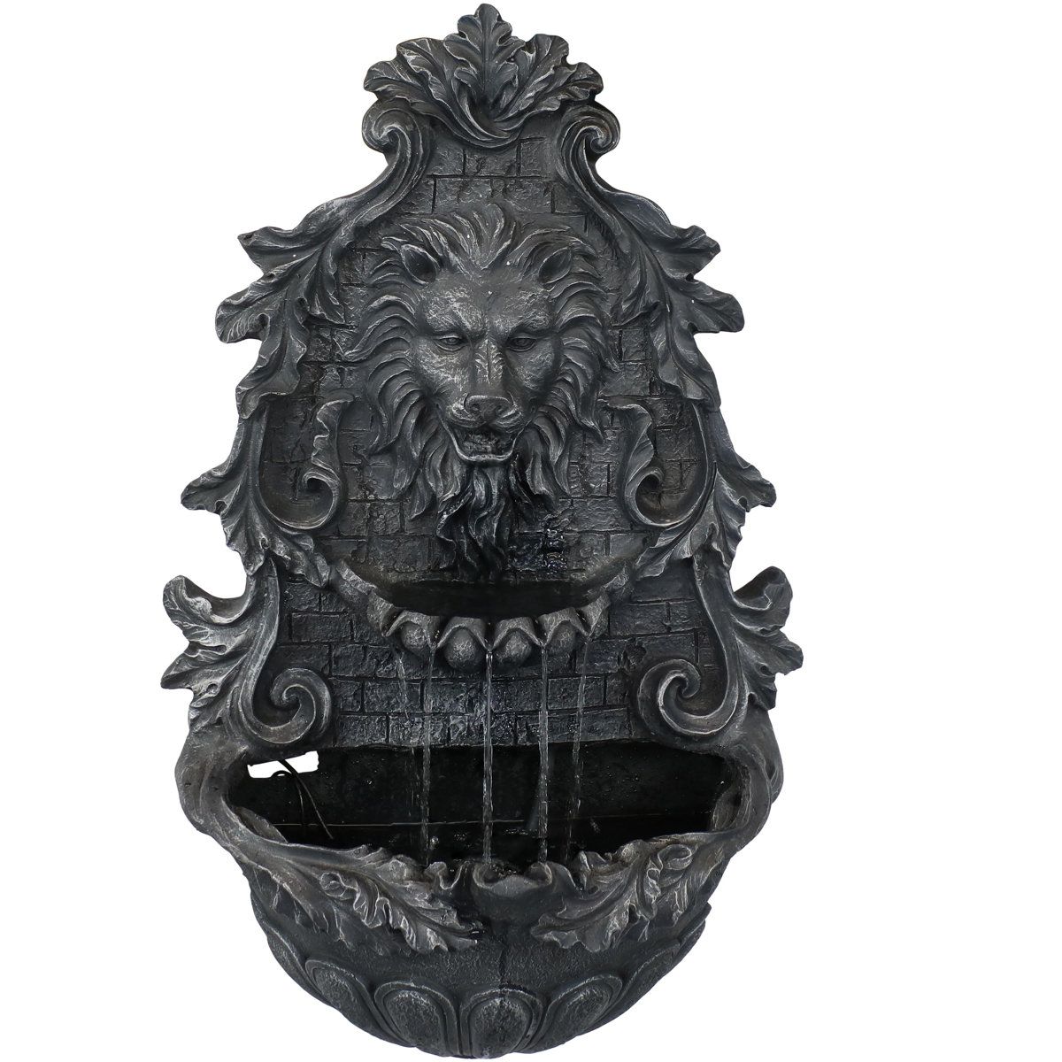 Dupond Solar Lion Head Outdoor Wall Fountain with LED Light