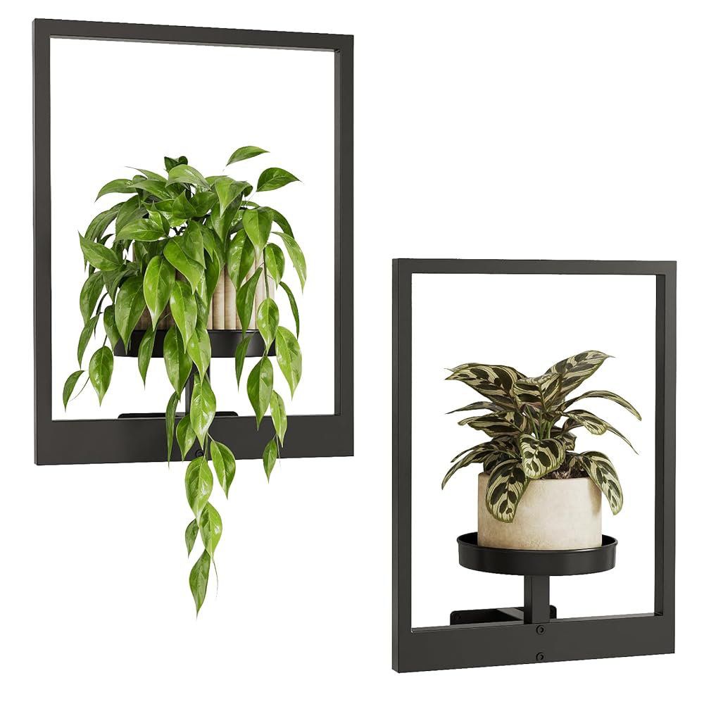70 Inch Black Metal Wall Mounted Plant Hanger for Indoor Outdoor Hanging Planters