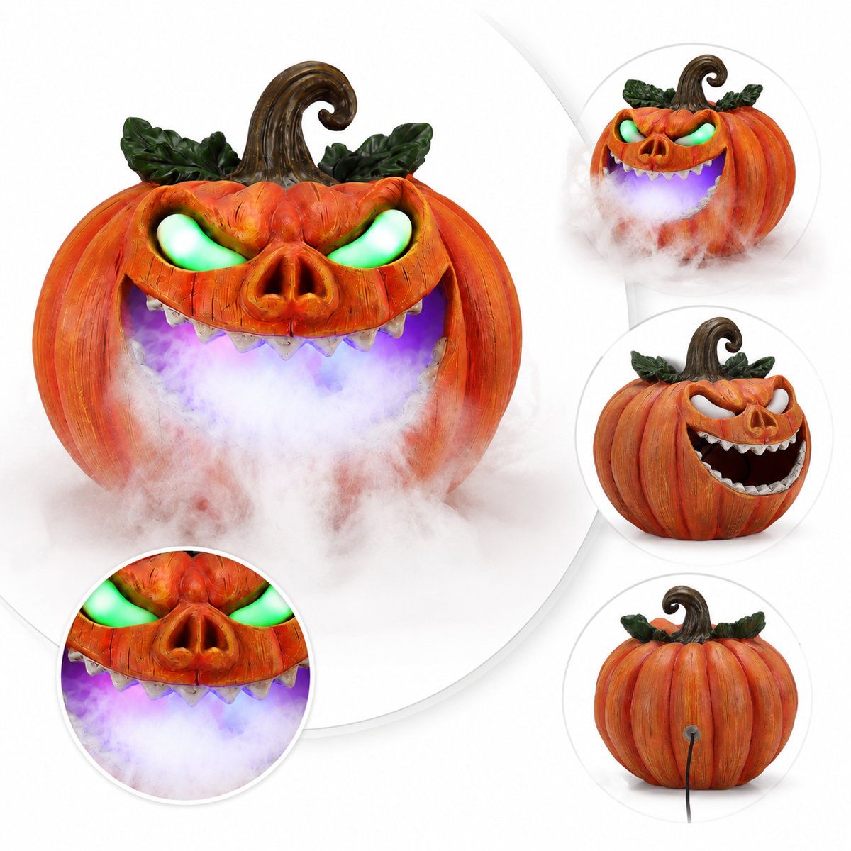 Fog Effect Halloween Pumpkin Decoration with LED Lights and Mist
