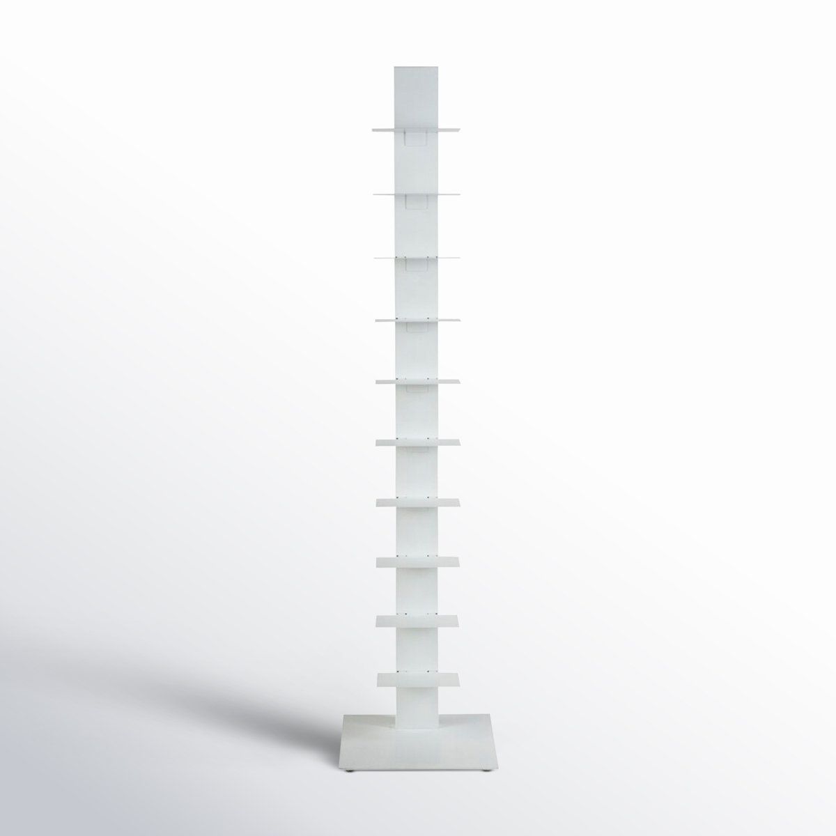 Ajax Stainless Steel 10 Tier Ladder Bookcase Space Saving Vertical Bookshelf