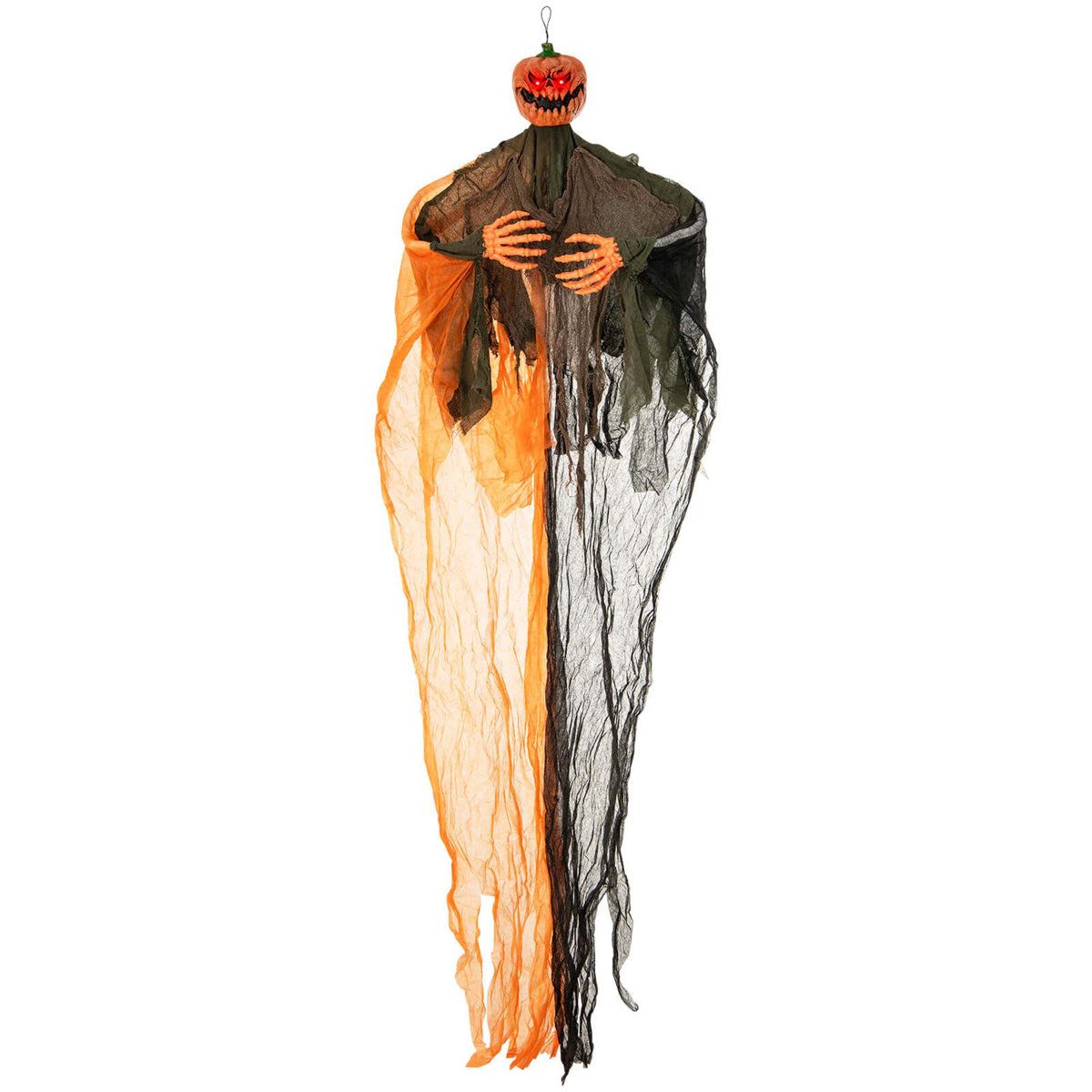 6 Ft Light Up Halloween Pumpkin Ghost with Red LED Eyes and Bendable Arms
