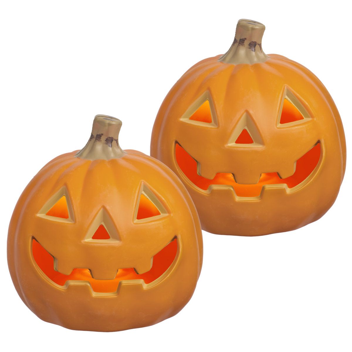 2 Pack 6 Inch LED Lighted Jack O Lantern Pumpkins with 8 Hour Timer