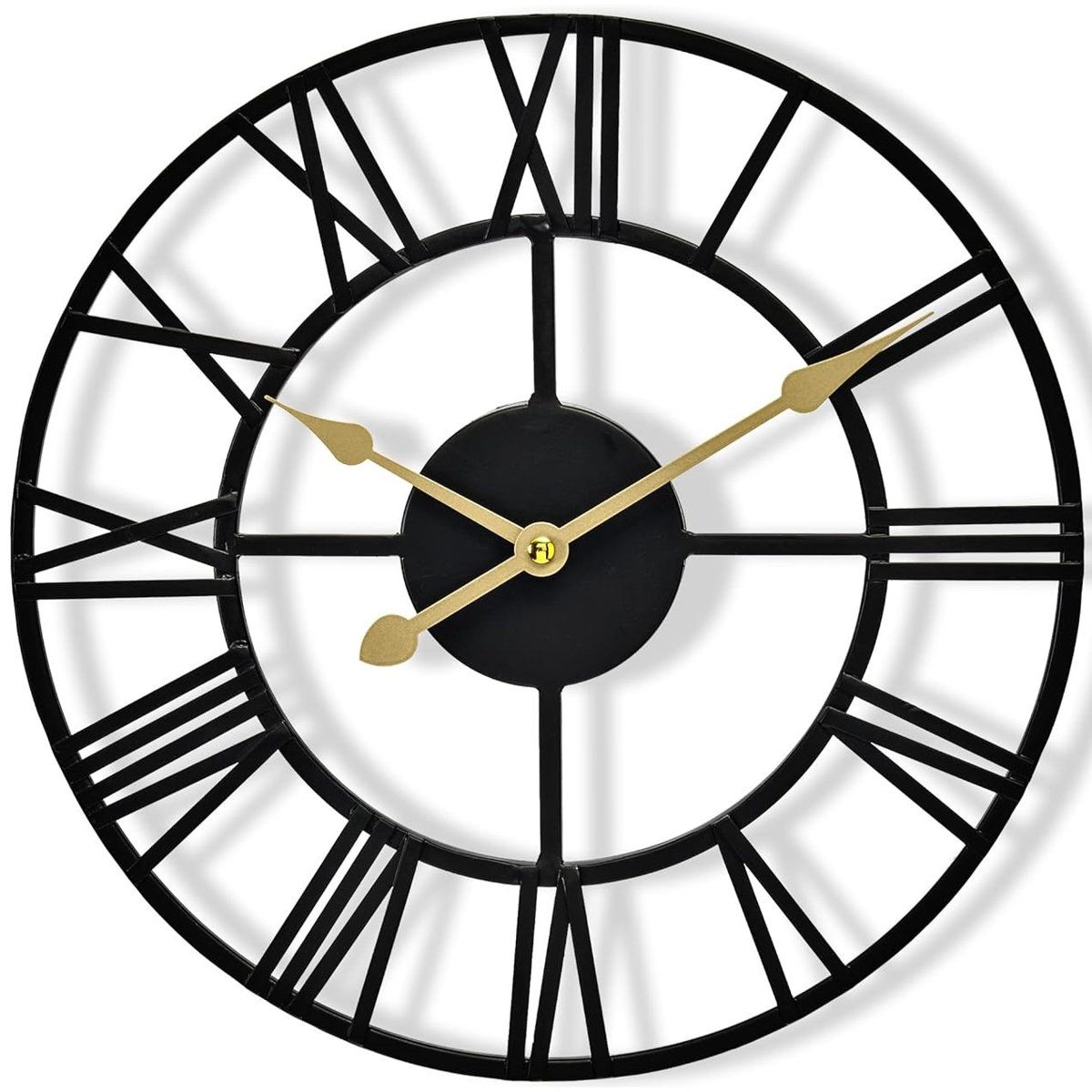 Sorbus 24 Inch Oversized Black Metal Roman Numeral Wall Clock