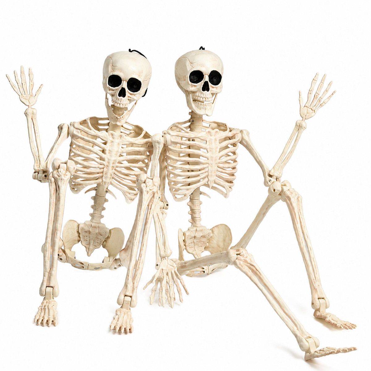 2PCS 36 Inch Posable Halloween Skeleton Decor for Indoor Outdoor Displays