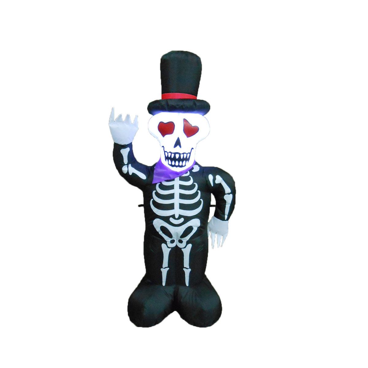 4 Foot Lighted Halloween Inflatable Skeleton with Top Hat Indoor Outdoor Yard Decoration