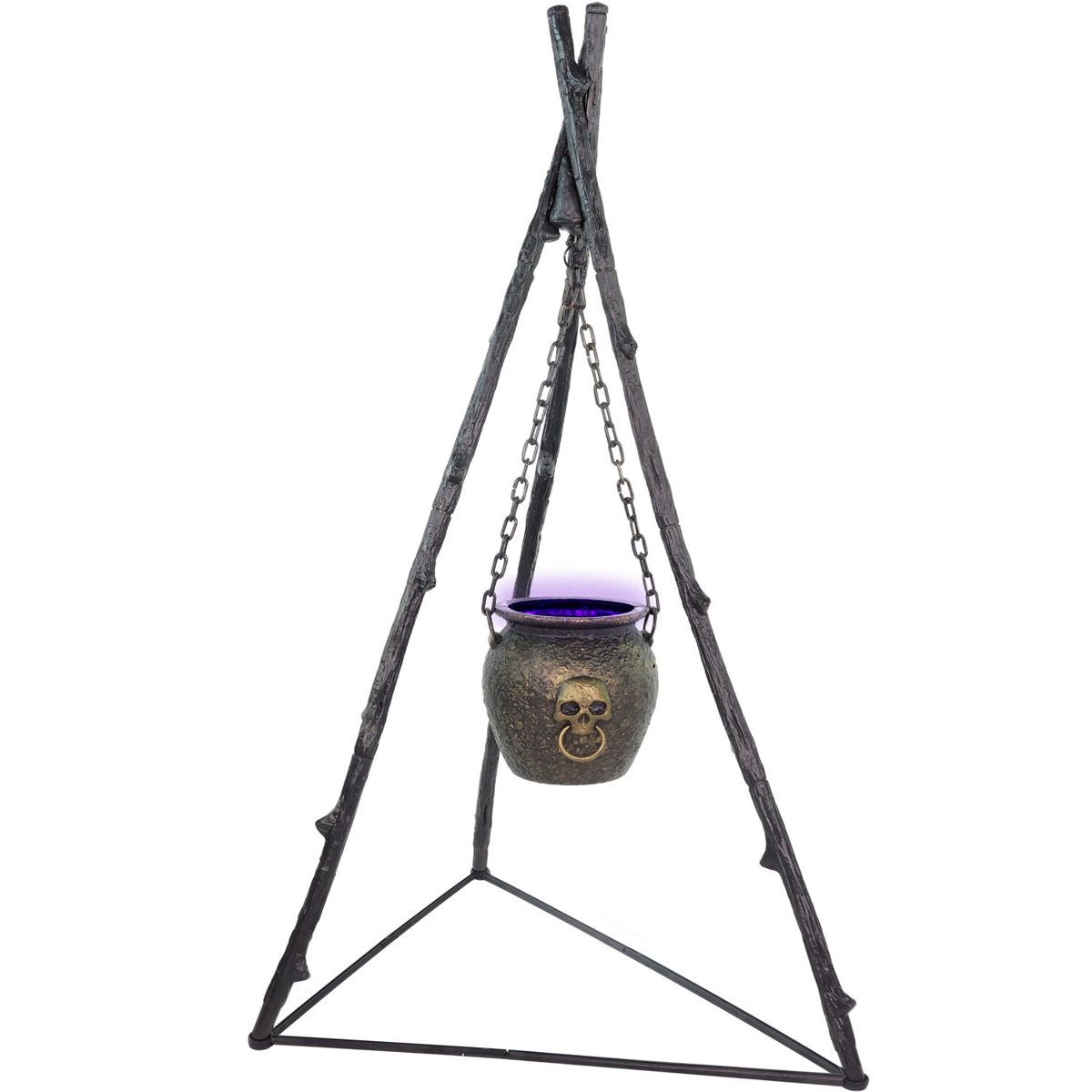 Animated Witch Cauldron Halloween Accessory with Purple LED Lights and Bubbling Sound