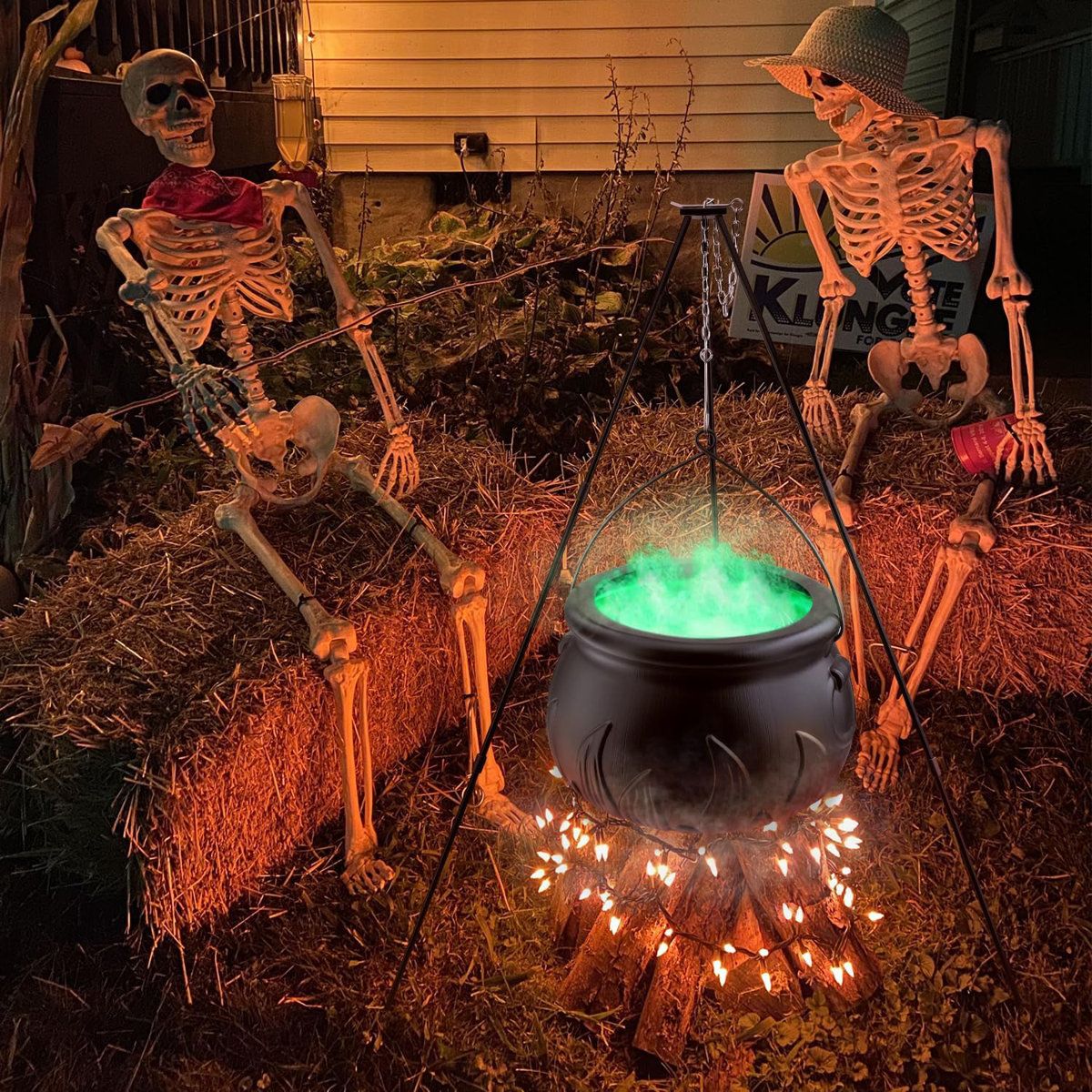 Halloween Cauldron Decoration with Metal Tripod and 30 LED Fairy Lights