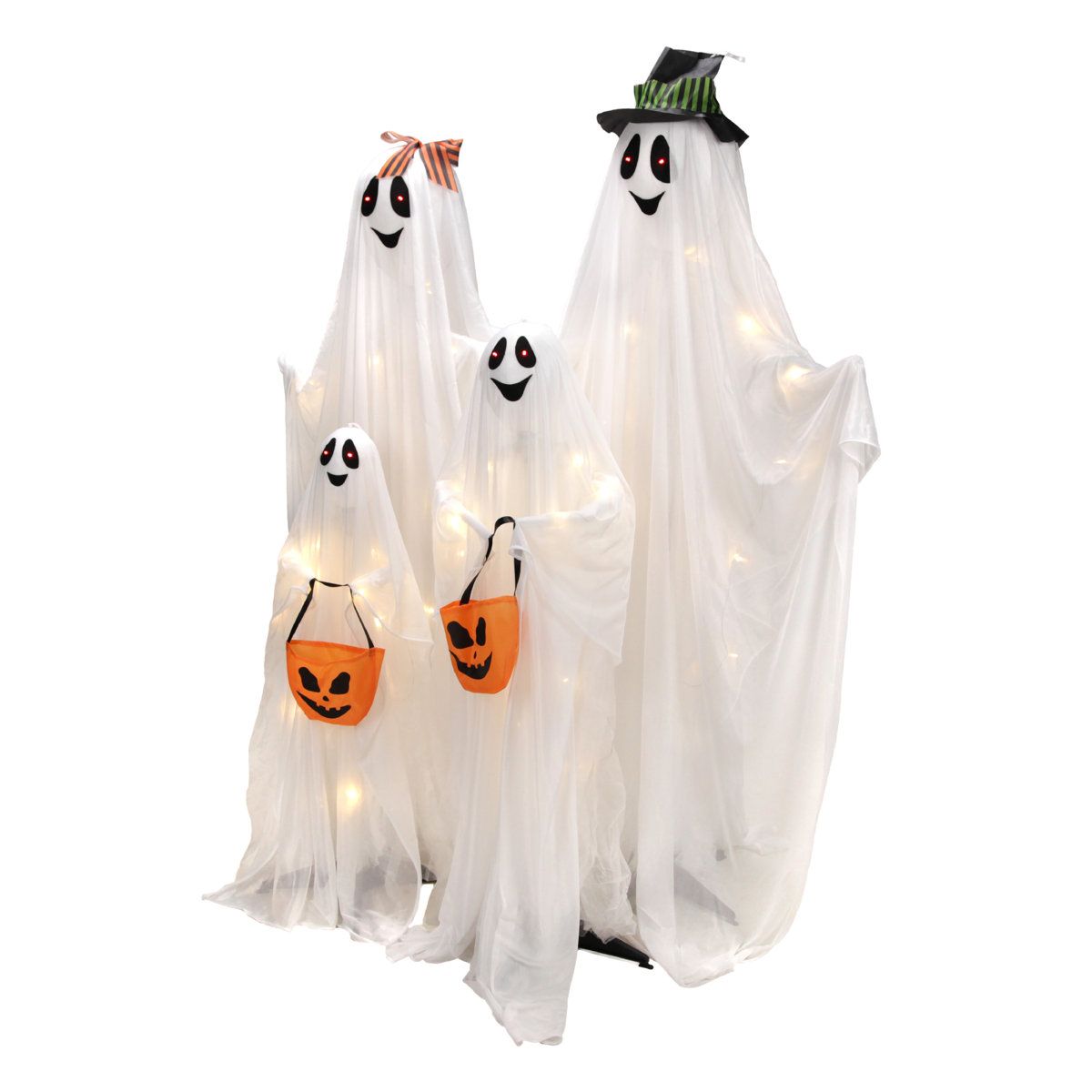 5 ft 3 in Lighted Ghost Family Halloween Decor with Red and White LED Lights