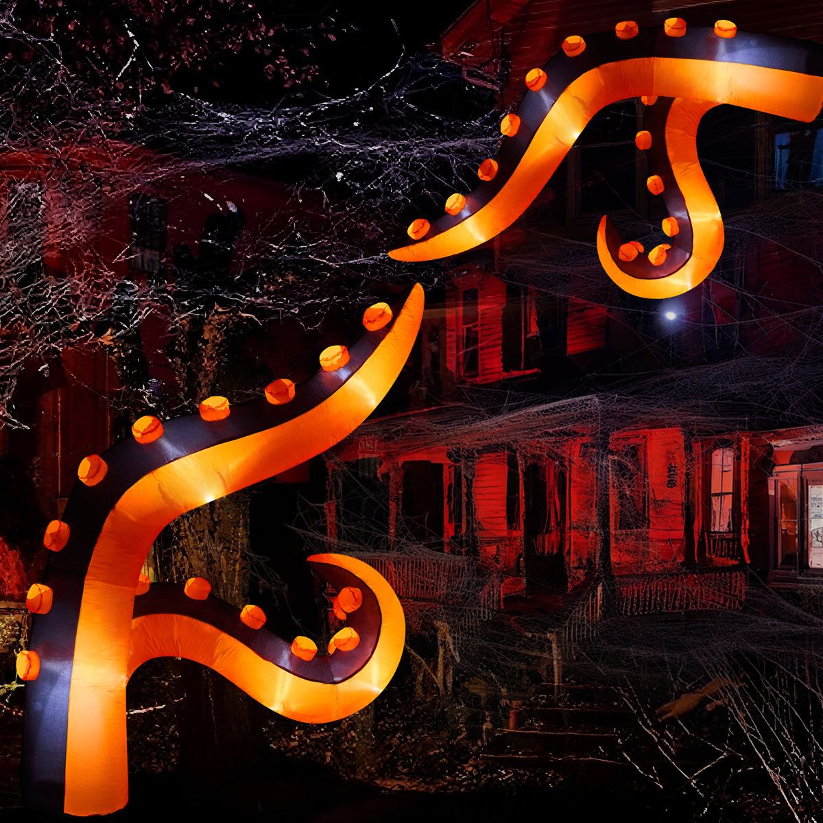 Halloween Inflatable Octopus Tentacle Decoration with LED Lights and Suction Cups