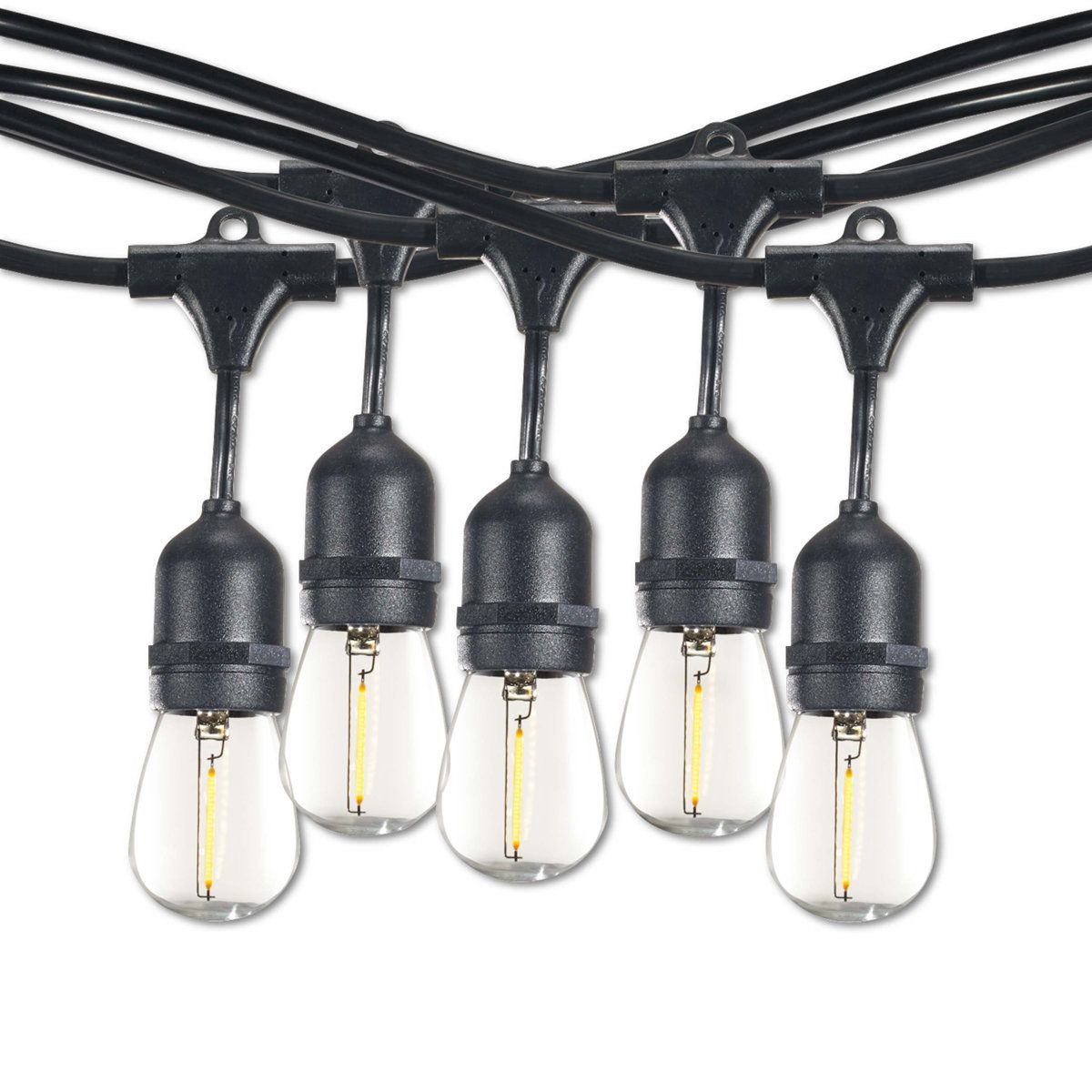 48 Ft Outdoor LED String Lights with 15 S14 Bulbs and E26 Sockets Set of 2
