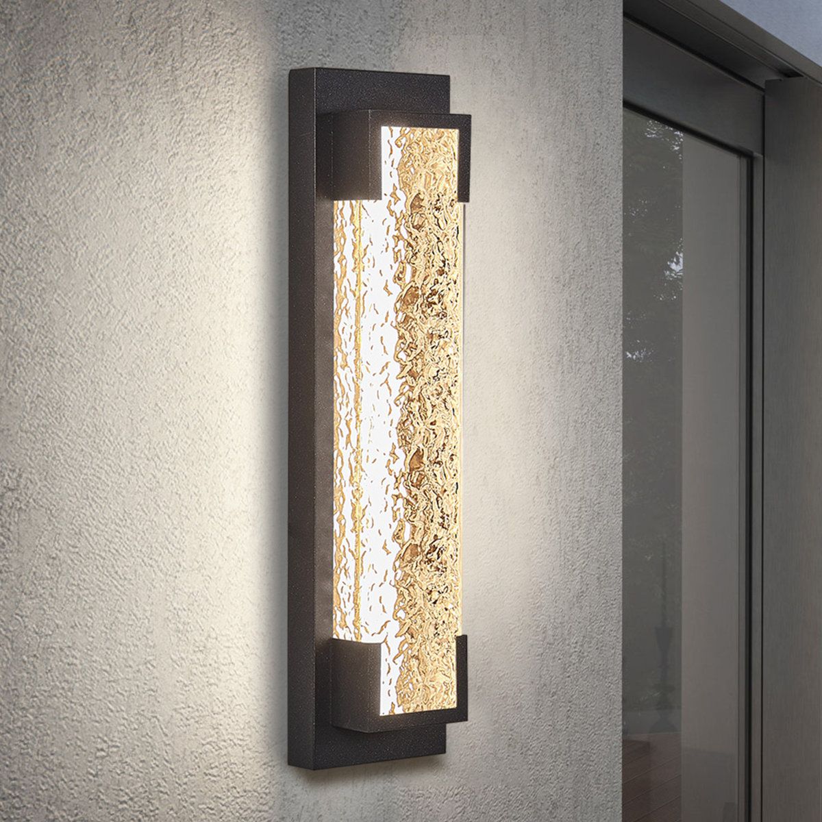 18.9-Inch Modern Outdoor LED Wall Sconce with Dimmable Warm Light
