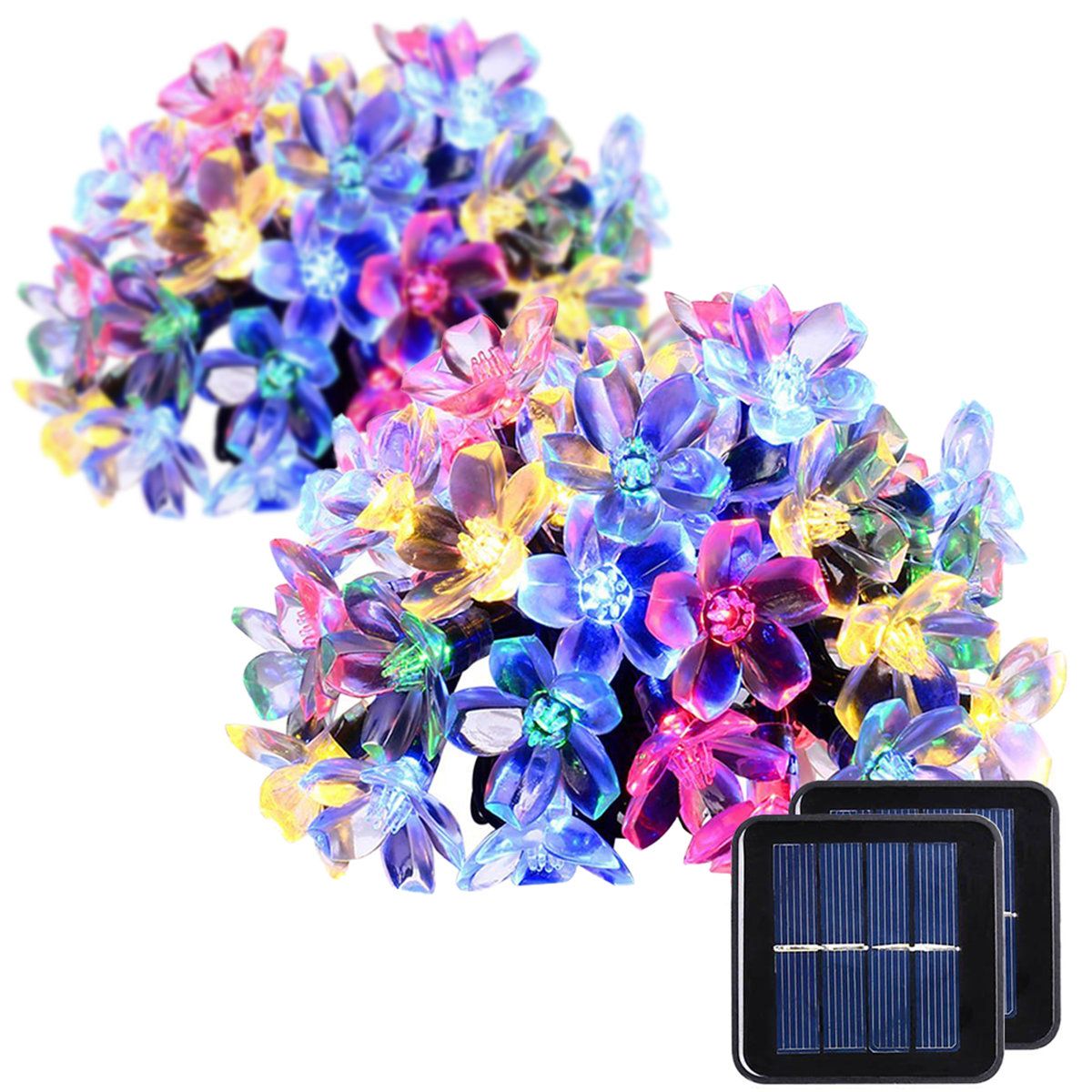 345 Inch Solar Cherry Blossom String Lights 2 Pack with 50 LEDs