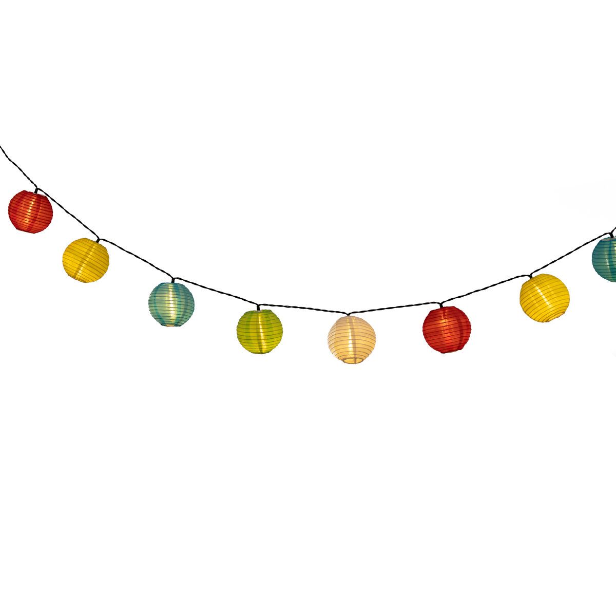 Solar Powered 10-Light LED Paper Lantern String Lights 149.2 Inch