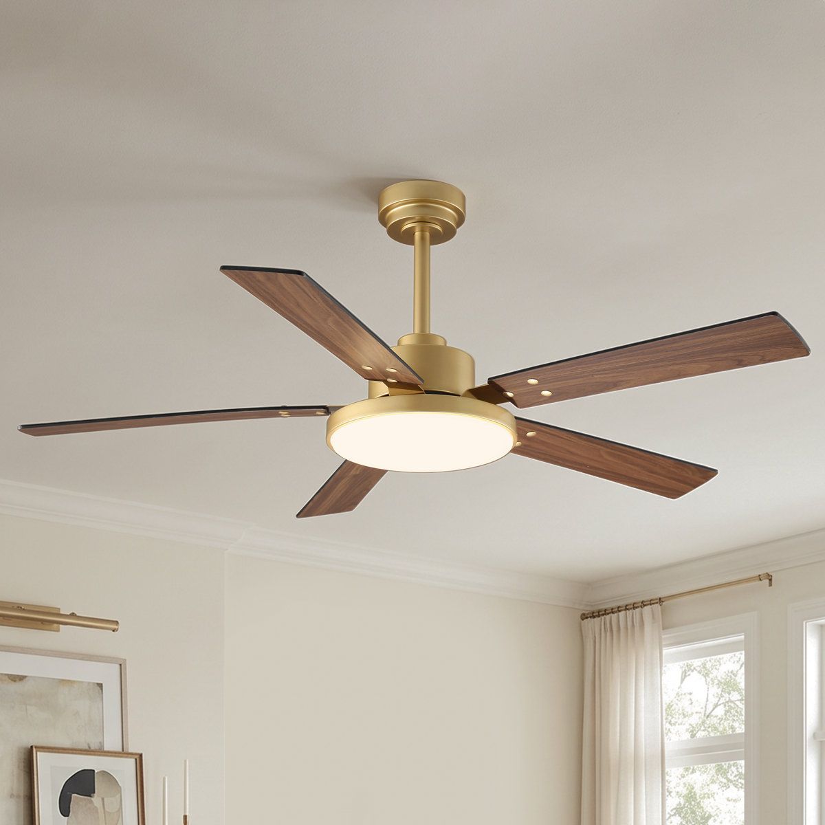52 Inch Smart Ceiling Fan with Dimmable LED Light and Remote Control