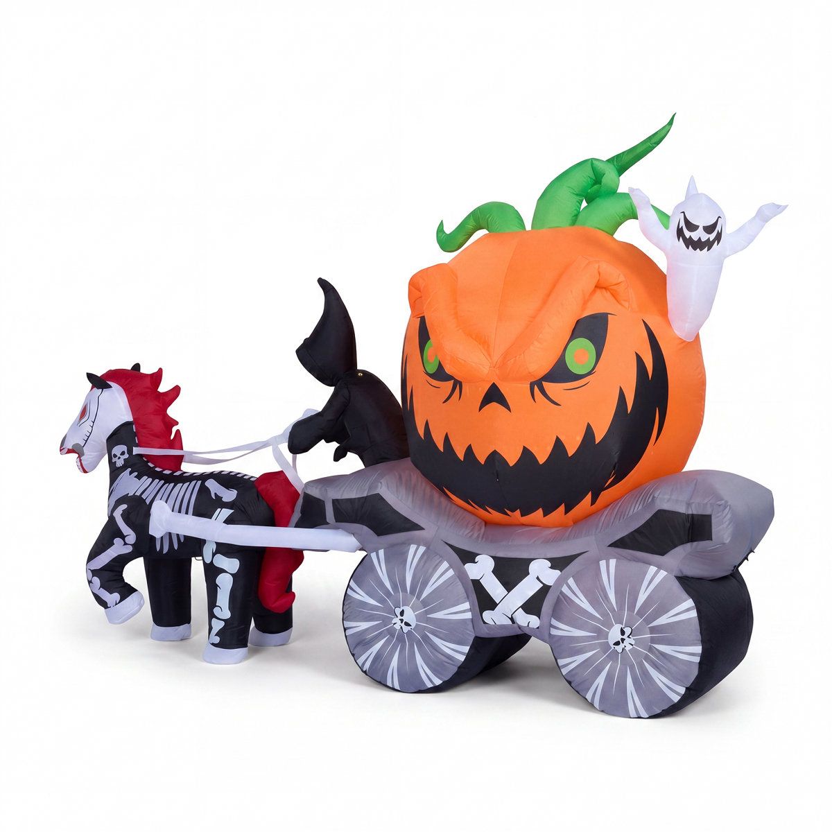 8 Ft Halloween Inflatables Outdoor Lighted Carriage Decoration