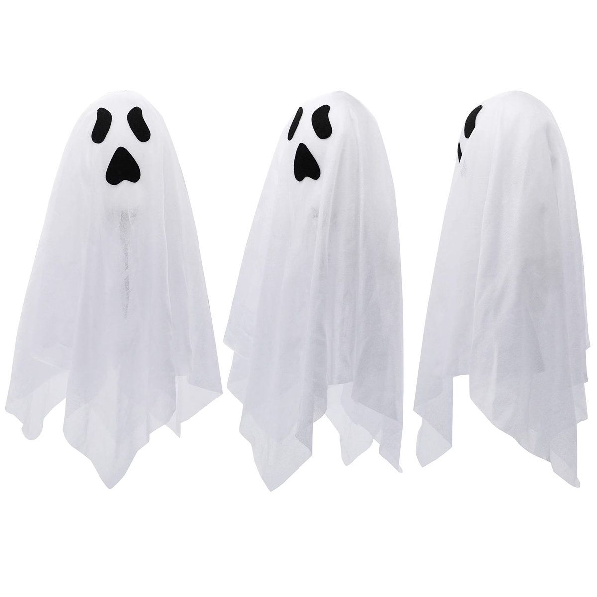 Light Up Ghost Yard Stake Set 3 Pack White Outdoor Halloween Decorations