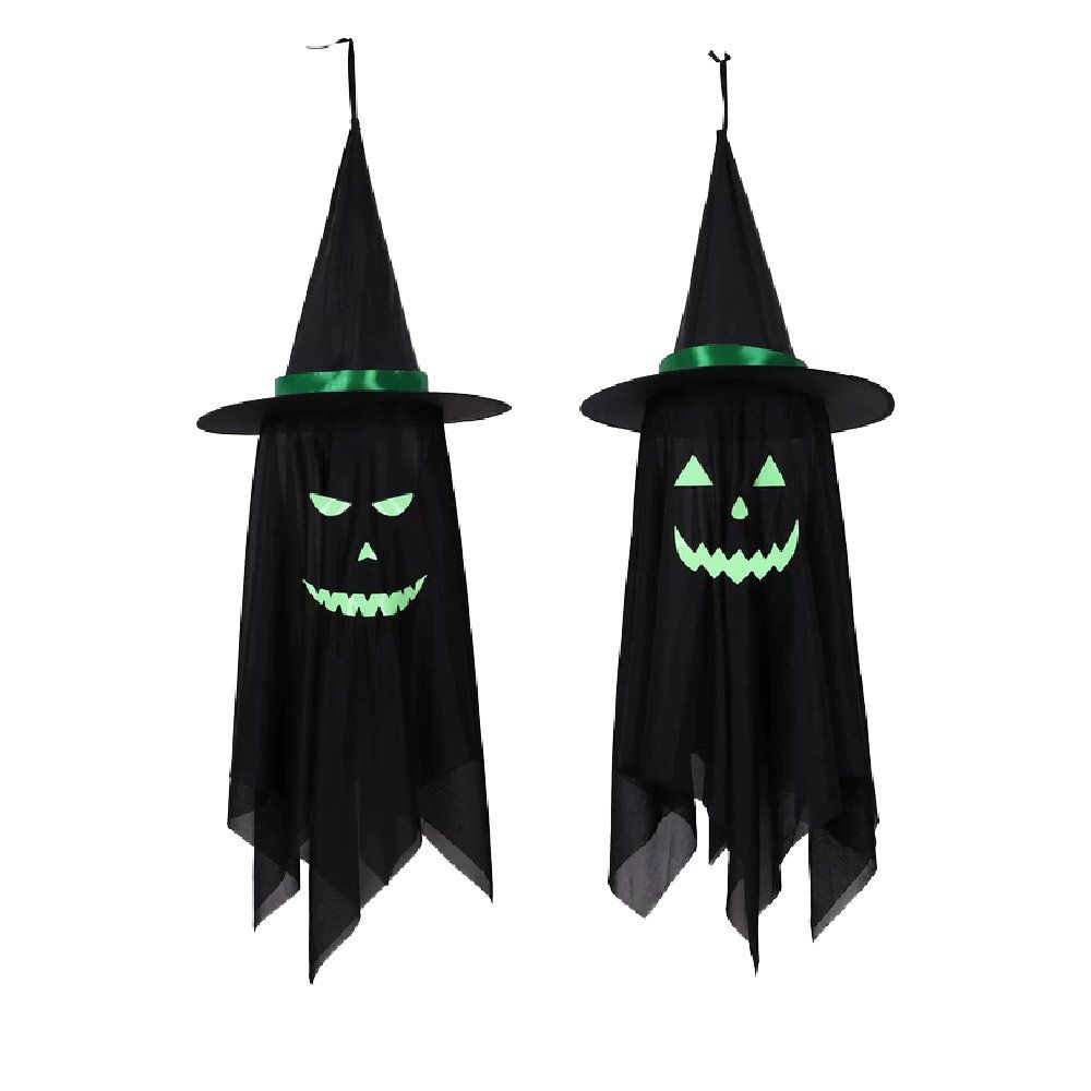 2 Pack Halloween Hanging Ghost Decorations Outdoor Luminous Face Cute Spooky Decor