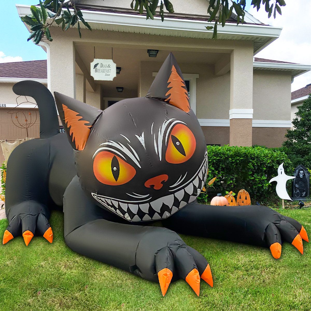 7 FT Halloween Inflatable Black Cat with Built-in LED Lights