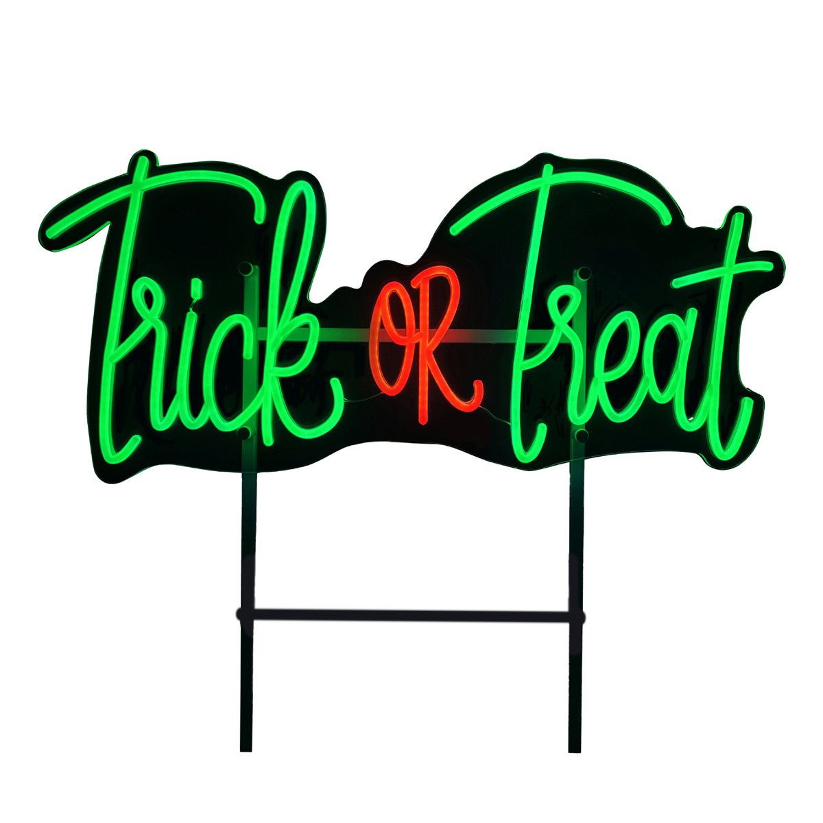 26 Inch Neon Green and Red LED Trick or Treat Wall Halloween Decoration