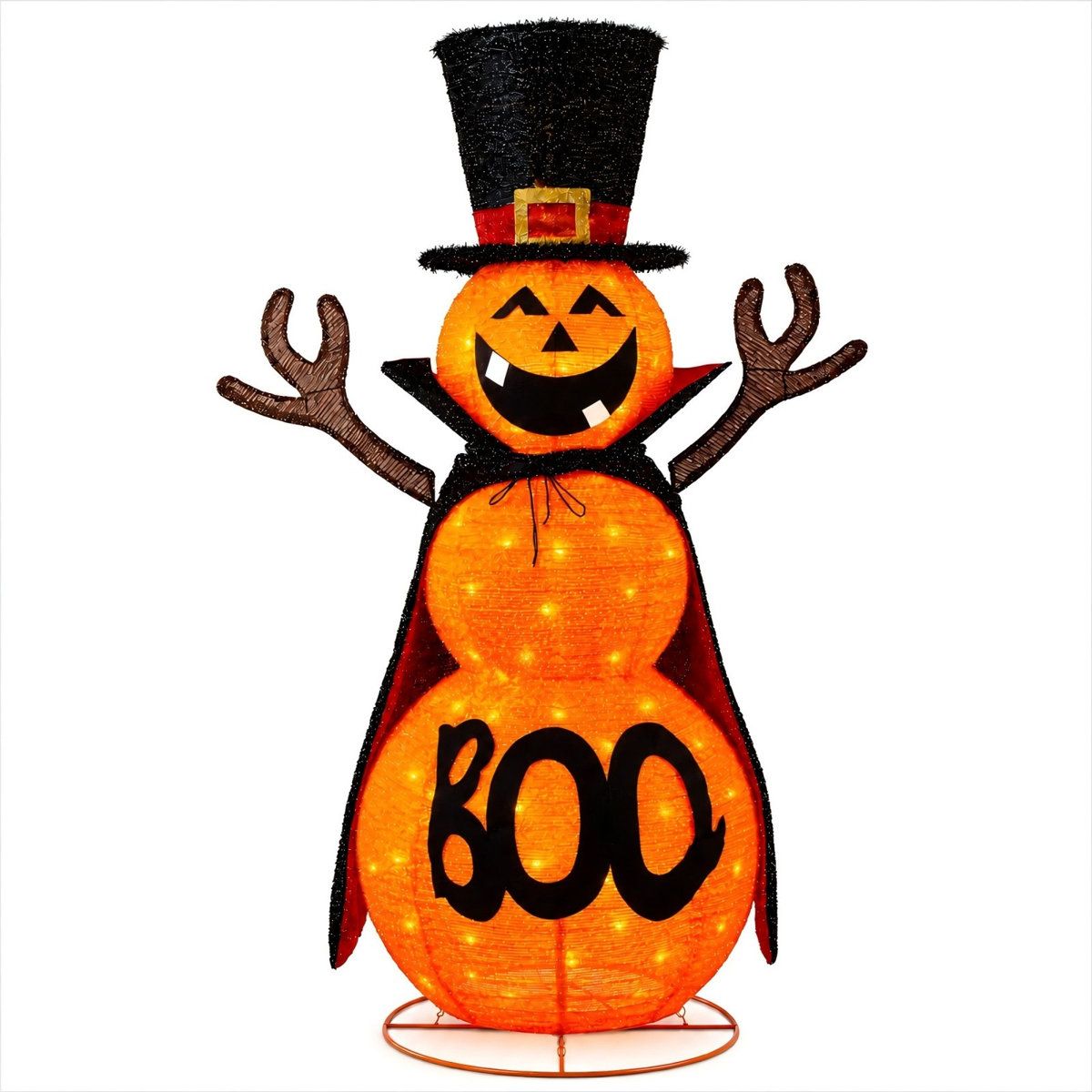 5ft Pre Lit Halloween Pumpkin Decor Collapsible Jack O Lantern with 90 LED Lights