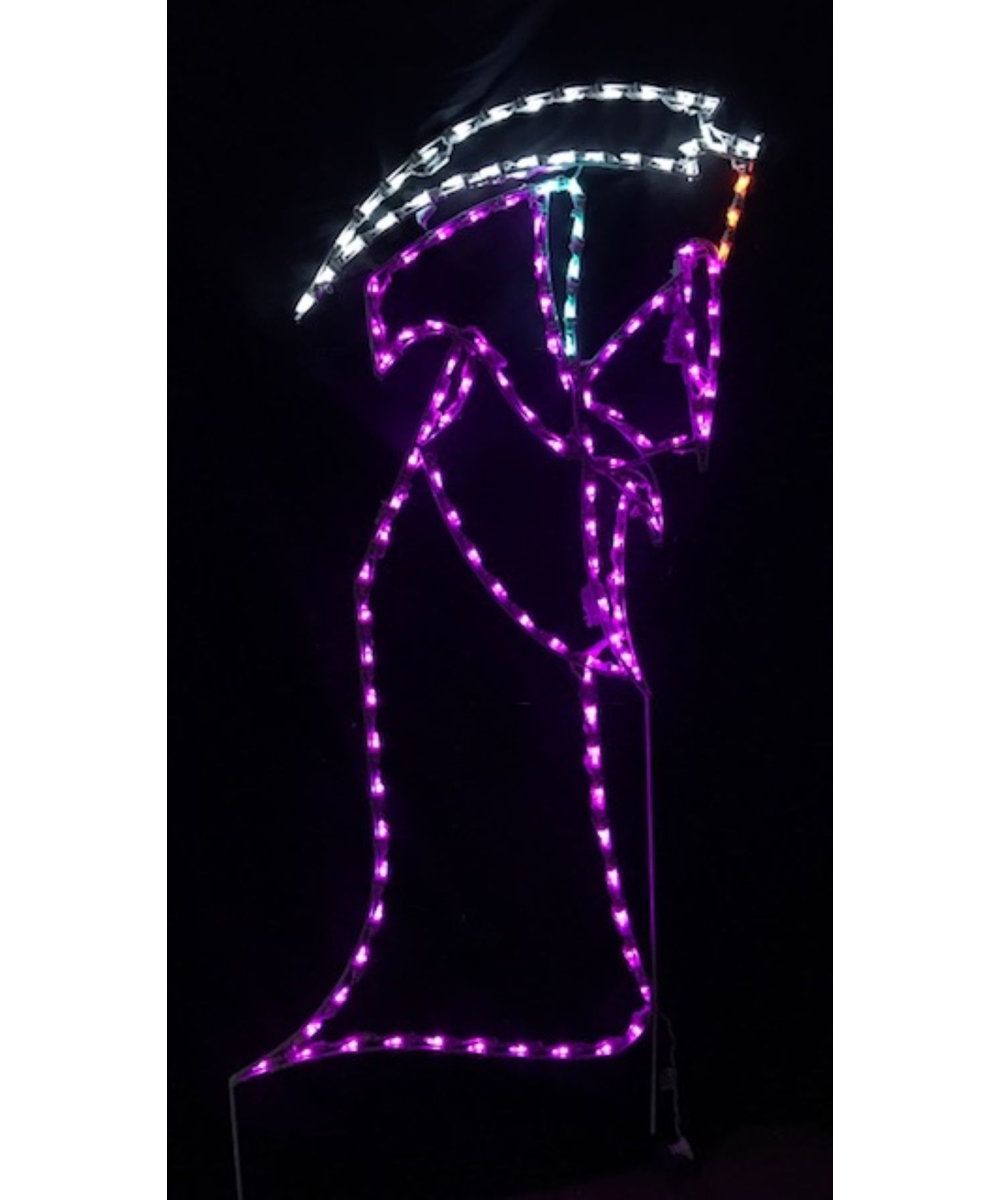 Lighted Grim Reaper Halloween Outdoor Display LED Metal Frame Decor