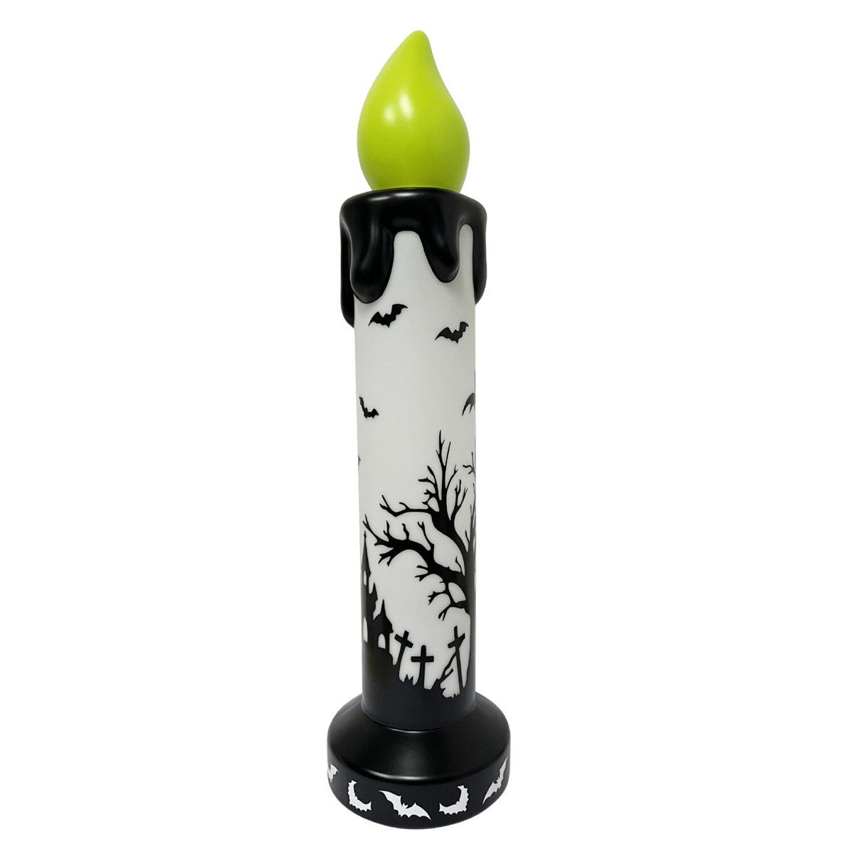 40 Inch LED Halloween Flame Candle Spooky Lighted Pillar Decoration
