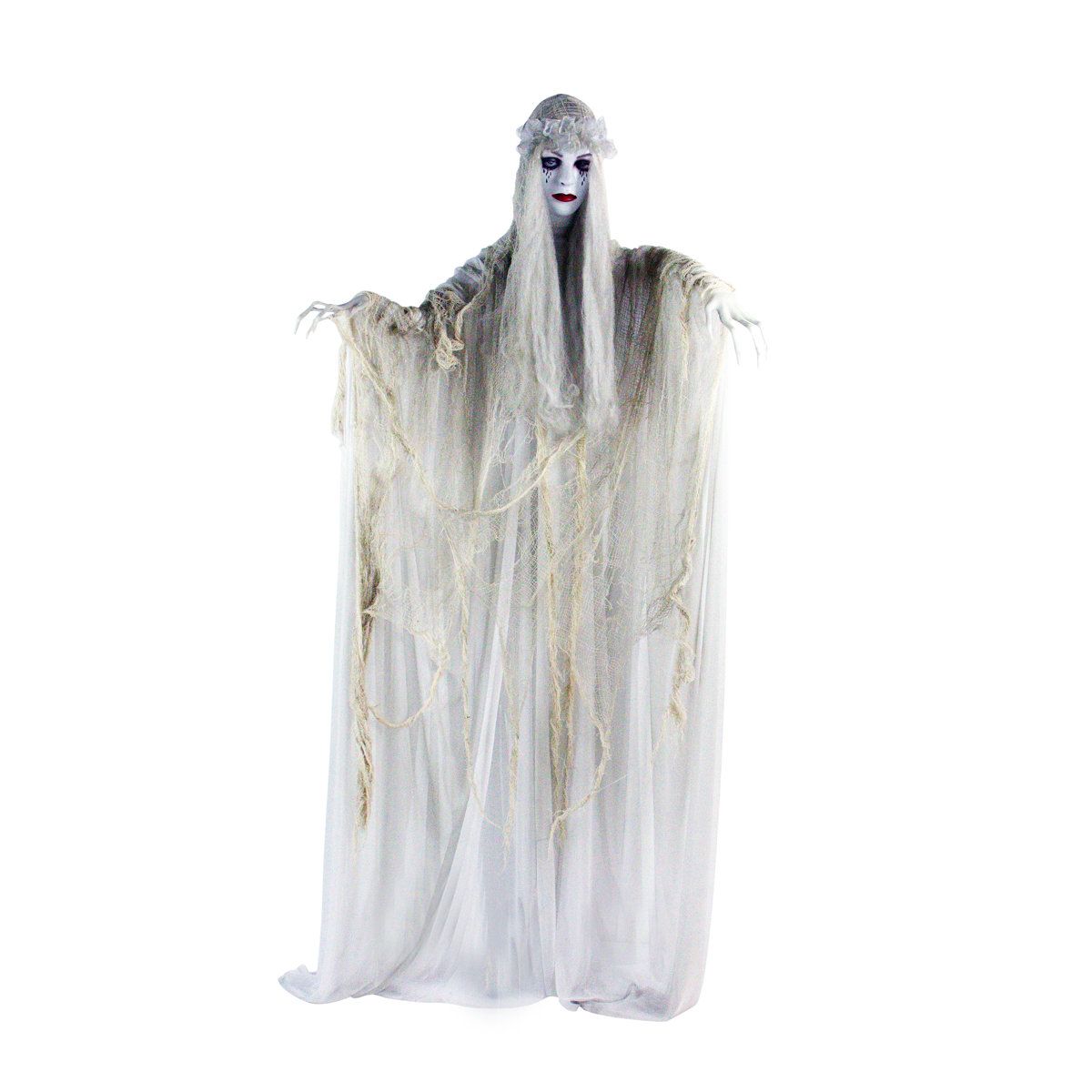 Life Size Scary Ghost Bride Halloween Animatronic with LED Lights and Sound 5.6 Ft