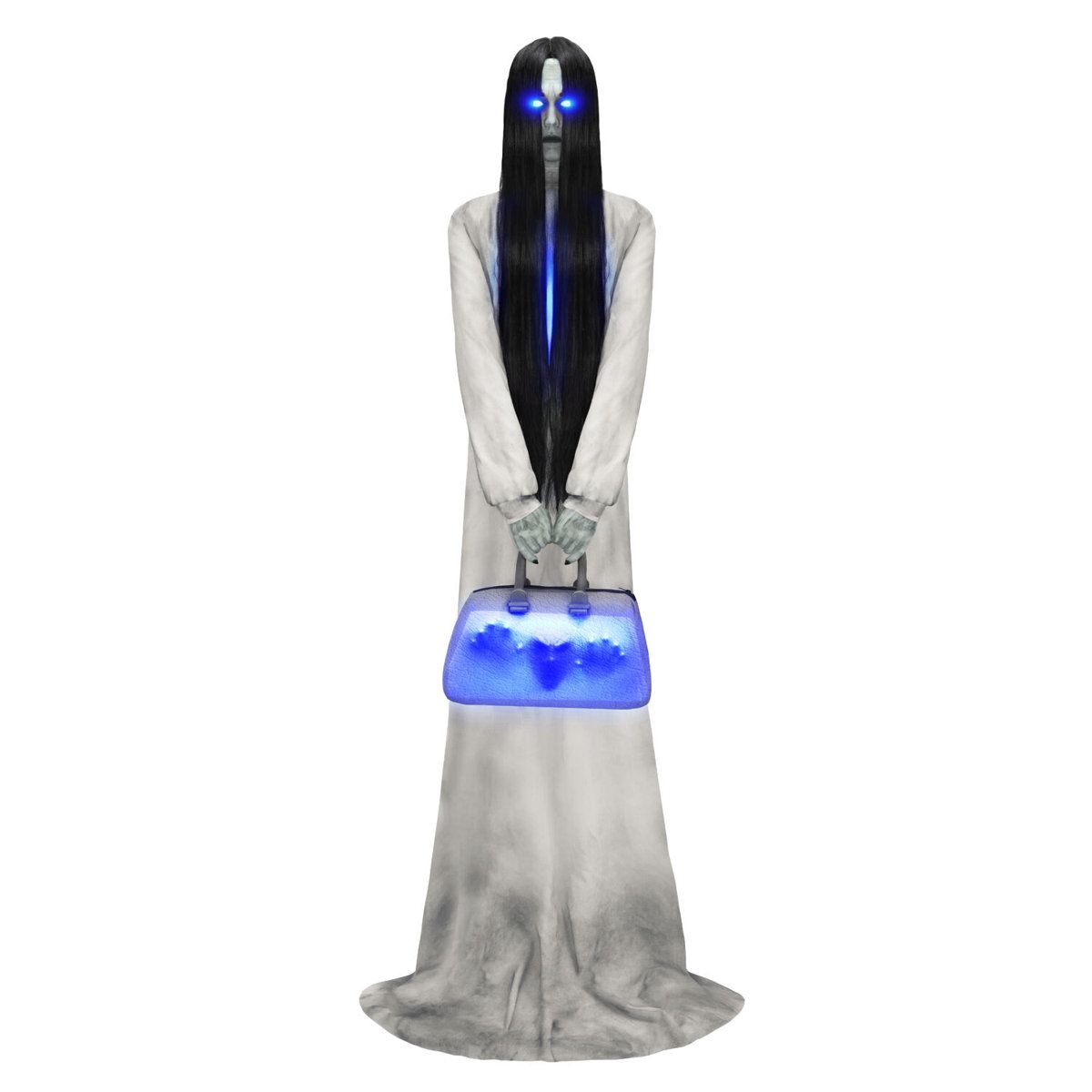 Specter Lady Halloween Animatronic with Motion Sensor and Blue LED Lights 6ft 11in Tall
